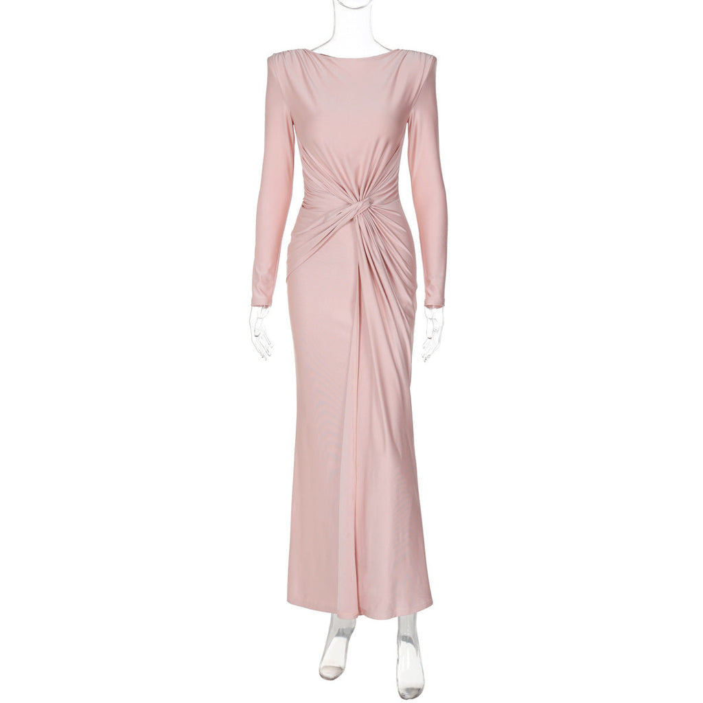 Slim Fit Round Neck Long Sleeves Dress