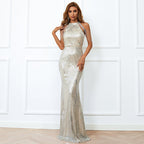 Tassel Sequined Long Slim Dress
