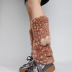 Faux Fur Deer Print Cozy Slouchy Leg Warmers