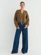 Custom Solid Color V-Neck Loose Knit Cardigan