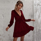 DressBetty - Bubble Sleeve Velvet Dress