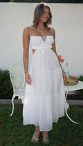 V Neck Sleeveless Solid Maxi Dress