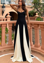 Eternal elegant stitching black and white tulle wavy dress