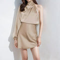 Annabelle Boutique And Stylish One Shoulder Asymmetrical Mini Dress with Long Sleeves Everyday Luxe Edit