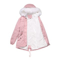 Mid-Length Fleece Lined Coat with Fur Collar