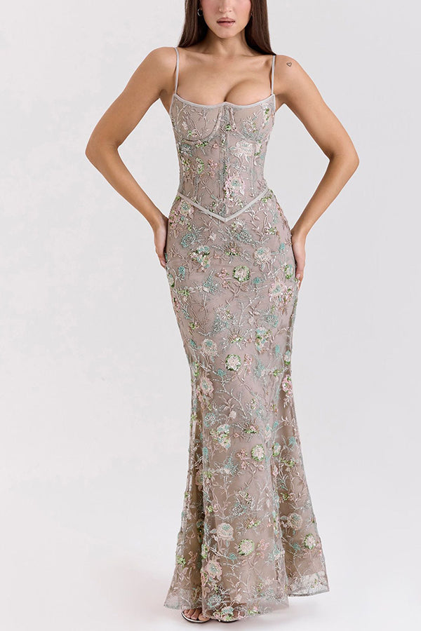Stylish Sleeveless Halter-neck Slim-fit Backless Tie-up Elegant Maxi Dress