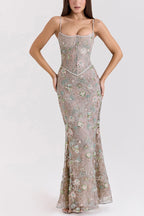 Stylish Sleeveless Halter-neck Slim-fit Backless Tie-up Elegant Maxi Dress