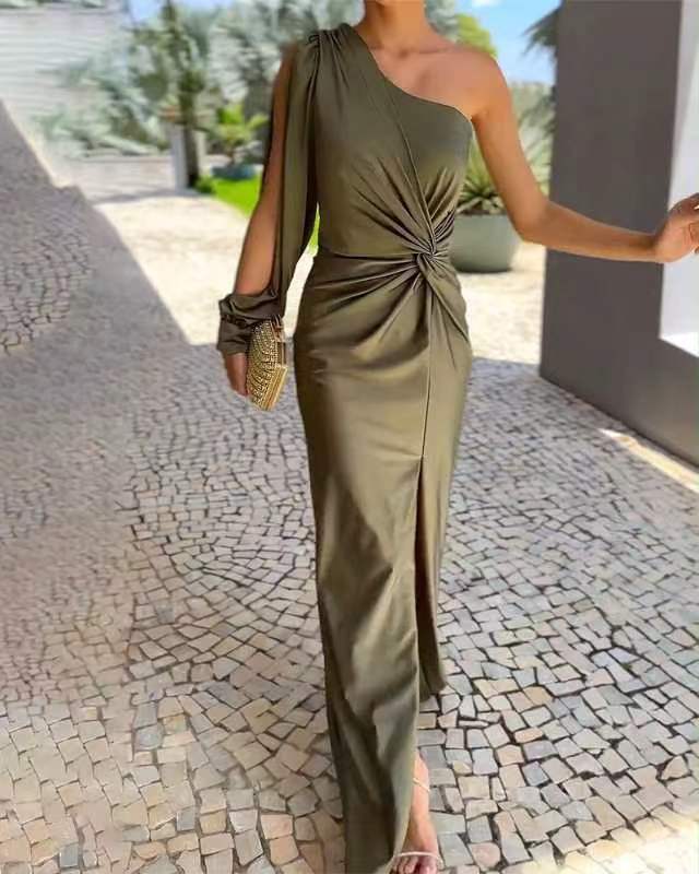 Luisa Chic One Shoulder Evening Dress Statement Occasion Edit