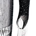 Off shoulder long sleeve beaded hollow out jumpsuit  | Festival Outfits Women