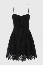 Lurext Black Lace Sleeveless Mini Dress