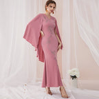 Embroidered Dress V Neck Batwing Sleeve Dress Urban Dress