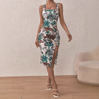Xandra Aesthetic Women's Floral Dress with Side Slit and Adjustable Straps Boutique Collection