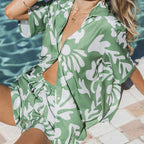 Polo Collar Printed Short Top Shorts Set