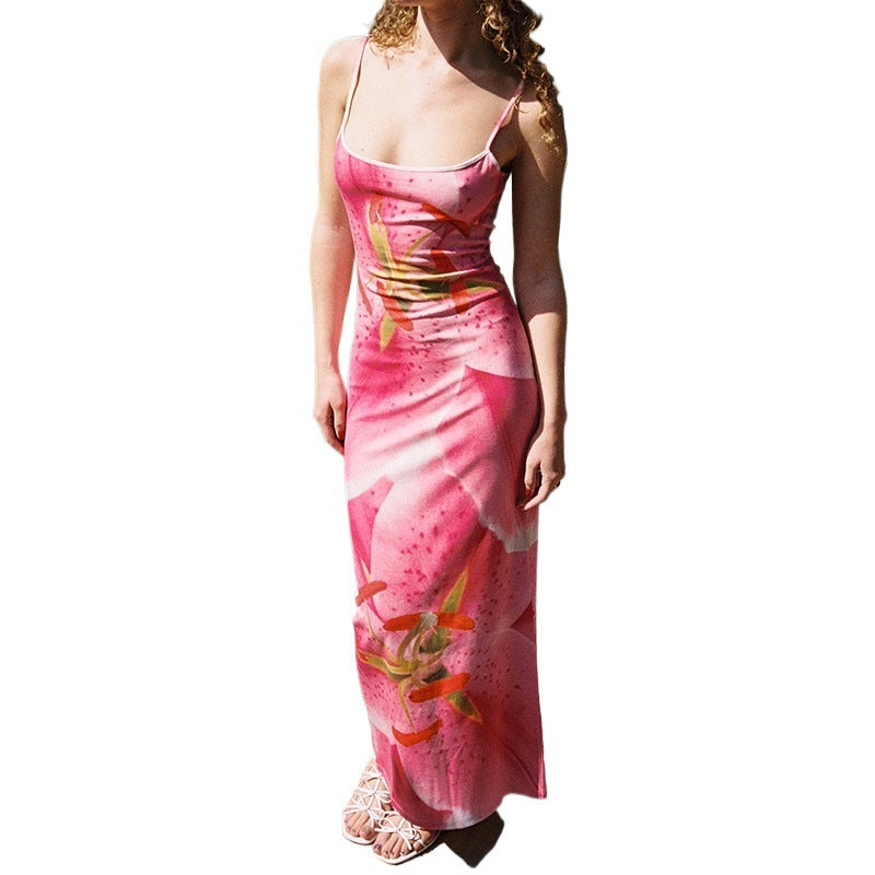 Denisse Premium Women's Floral Spaghetti Strap Maxi Dress Boutique Collection