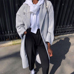 Solid Color Long Sleeve Casual Trench Coat