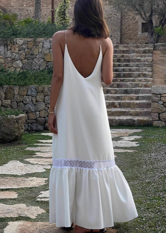 Spaghetti Strap Deep V-Neck Slip Maxi Dress