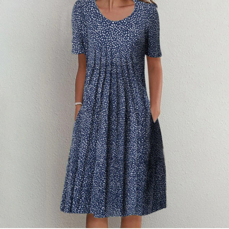 Jenni Statement Women's Floral Midi Dress with Pleated Design Boutique Collection