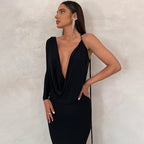 Meliora One Shoulder Backless Maxi Dress In Black