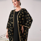 Muslim Middle East Bronzing Lace Mesh Dress Two Piece Suit