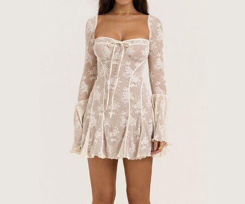 Arabella Lace Maxi Dress with Bell Sleeves