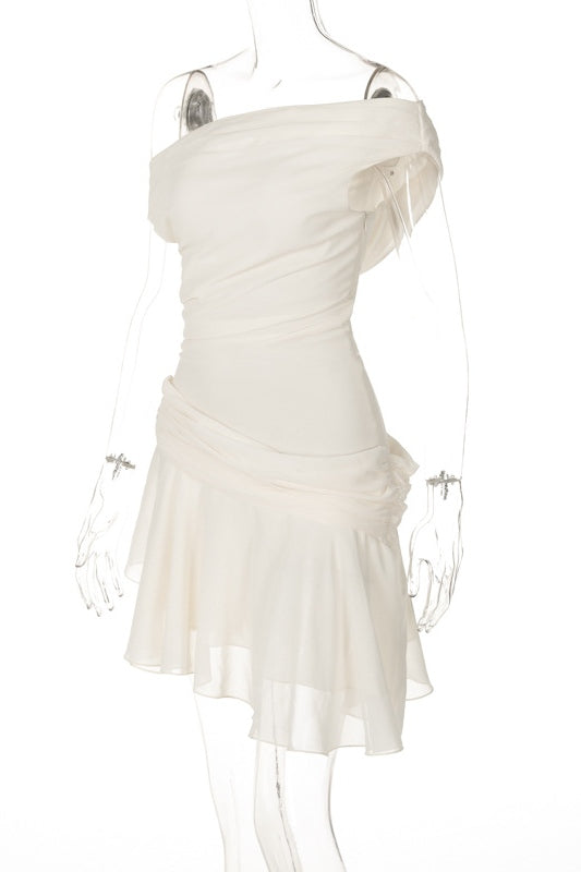 Matilde Chic One Shoulder Chiffon Mini Dress Boutique Collection