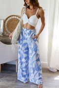 Geometric Abstract Printed Elastic Waist Wide Leg Pants