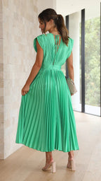 Olivia Statement Long Dress with Deep V Neckline and Bow On the Back Boutique Collection
