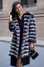 Artificial Mink Hooded Fur Coat