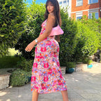 Harriet Minimalist Women's Floral Maxi Dress with High Slit Everyday Luxe Edit