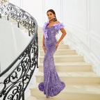 Sequined V-neck banquet evening dress