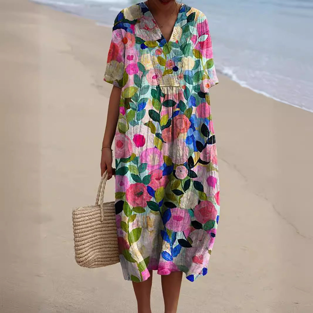 Valeria Effortless Floral Print Dress Chic Silhouette Collection