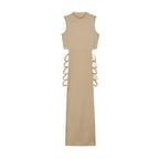 Romina Timeless Women's Sleeveless Cut Out Maxi Dress with Side Lacing Premium Wardrobe Essential