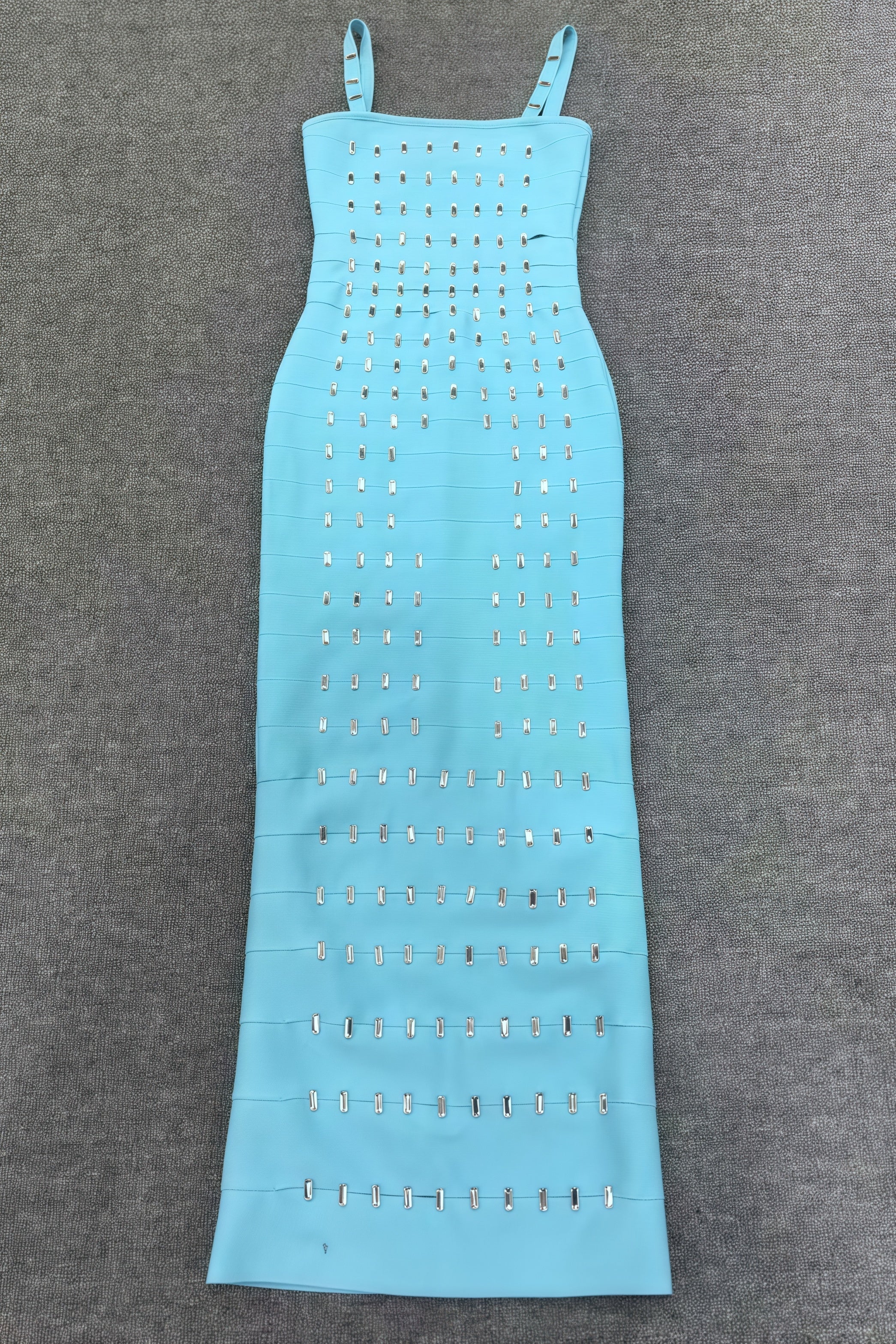 Andesd Blue Strapless Slit Maxi Dress