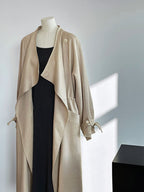 Cotton Linen Drawstring Long Coat