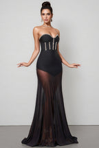 Berlin Rhinestone Mesh Bandage Maxi Dress