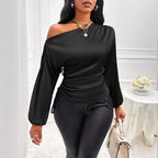 One Shoulder Long Sleeves Top
