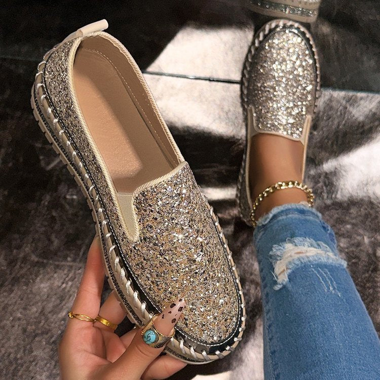 AmyVictoria | Chic Glitter Decorated Slip-On Loafers