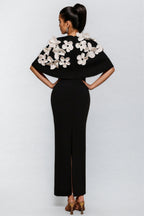 Elma Black 3D Floral Maxi Dress