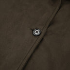 Brown Suede Long Sleeve Long Coat