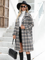 Houndstooth Woolen Plaid Trench Coat