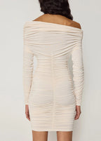 Asymmetric One Shoulder Ruched Long Sleeve Bodycon Mini Dress