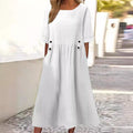 | Button-Accent Midi Dress