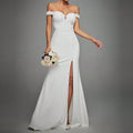 Off Shoulder Evening Dress Sexy High Slit Party Dress