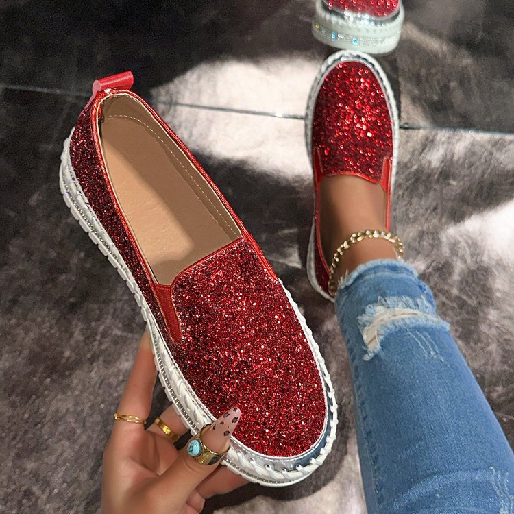 AmyVictoria | Chic Glitter Decorated Slip-On Loafers