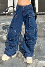 Denim Parachute Loose Pants
