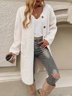 Casual Breasted Pocket Long Coat