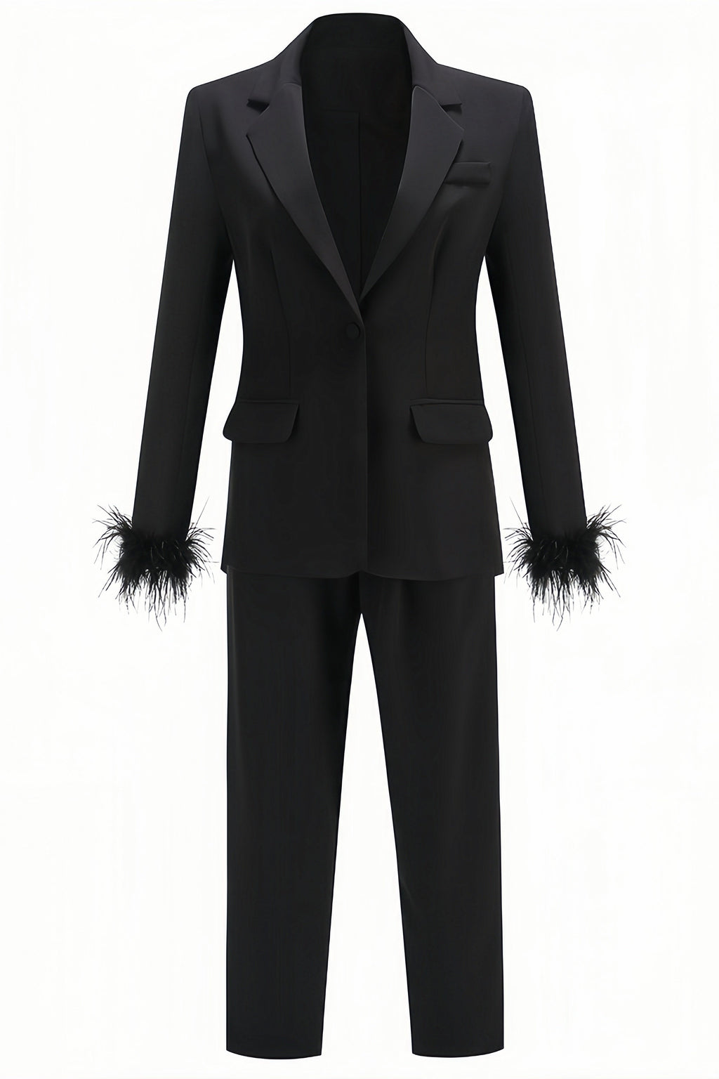 Rupok Feather Suit Trousers Two-Piece Set