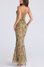 Stylish Sleeveless Halter-neck Slim-fit Backless Tie-up Elegant Maxi Dress