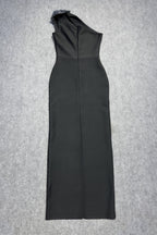 Xoelk Backless Rhinestone 3D Flower Maxi Dress