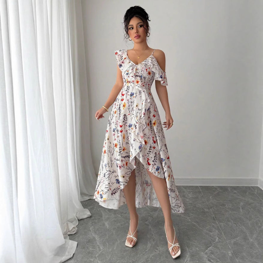 María Aesthetic Fernanda Women's Blouse Dress with Asymmetric Hem and Ruffle Details Elevated Occasion Wear